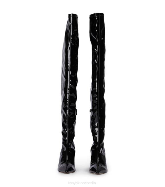 Stiefel mit Absatz| de Tony Bianco Frauen Doja lange Stiefel schwarzes Stretch-Lack 4624571